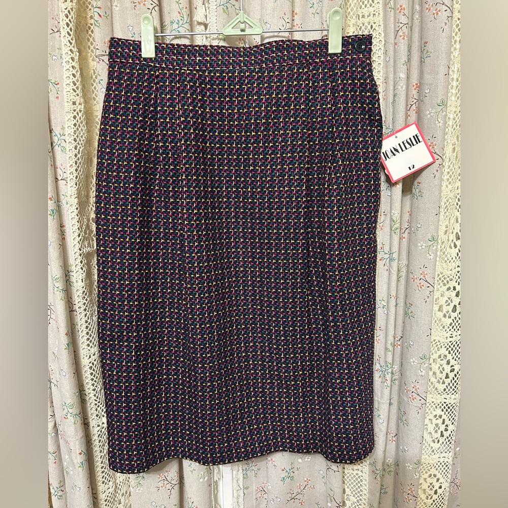 Joan Leslie Gem Stone Wool Blend Pleated A-Line Skirt Sz 12 NWT